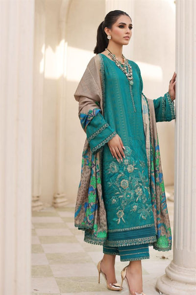 3-PC Embroidered Staple Jacquard with Zari Staple Shawl Collection 2024