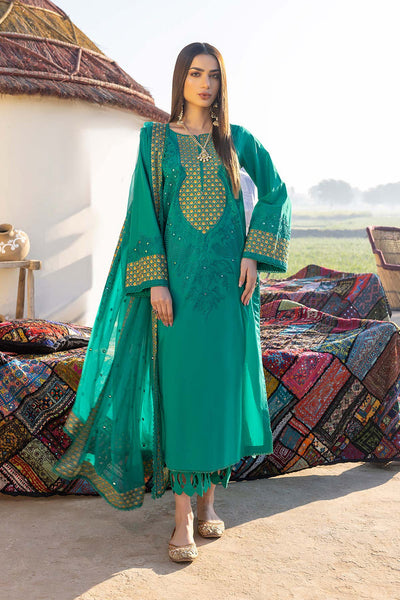 3-Pc Charizma Unstitched Premium Embroidered Lawn With Chiffon Dupatta RM23-03  Product Code:  1014